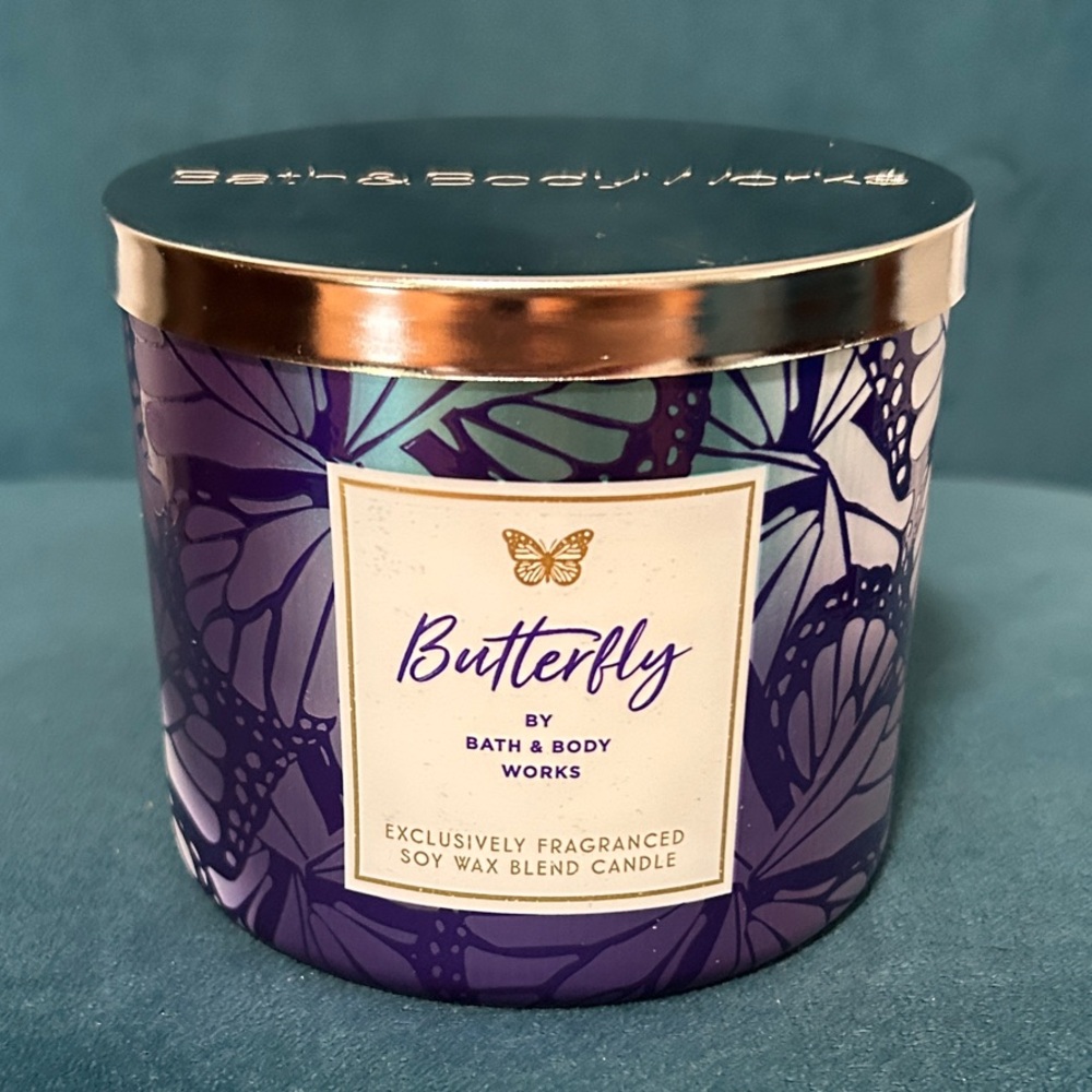 Bath & Body Works Butterfly Candle - Purple and Silver